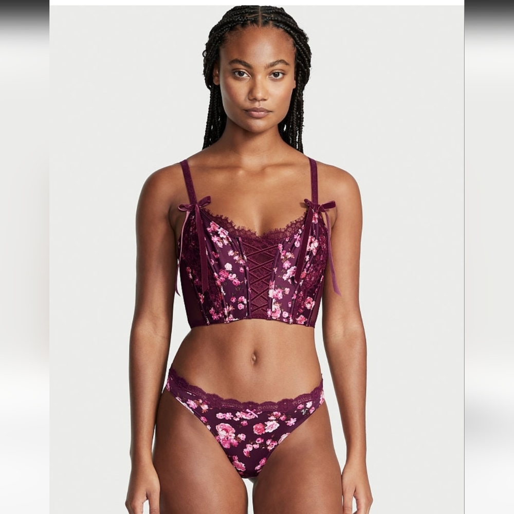 Victoria's Secret Lace Trim Corset Top in Lace Trim Kir Peony